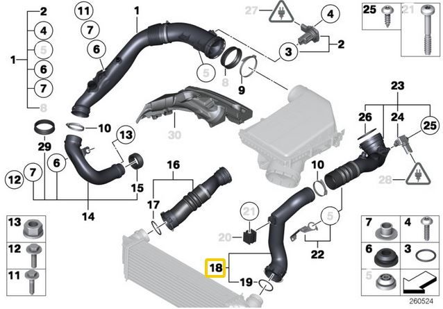 BMW E82 E88 E90 E91 E92 E93 turbócső - 13717590304 - 135i 335i