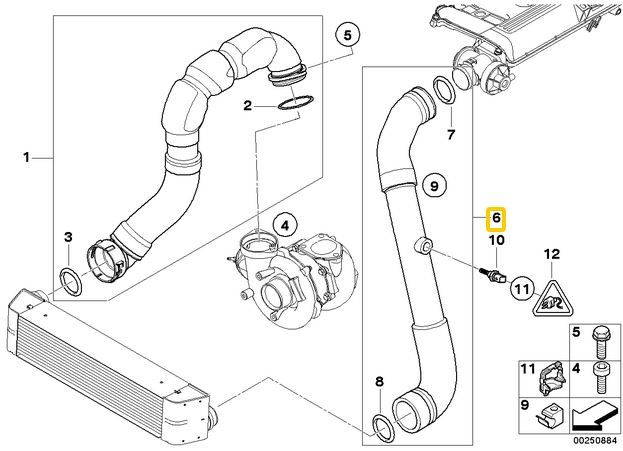 BMW E90 E91 E92 E93 felső turbócső - 11618506078 - 325d 330d