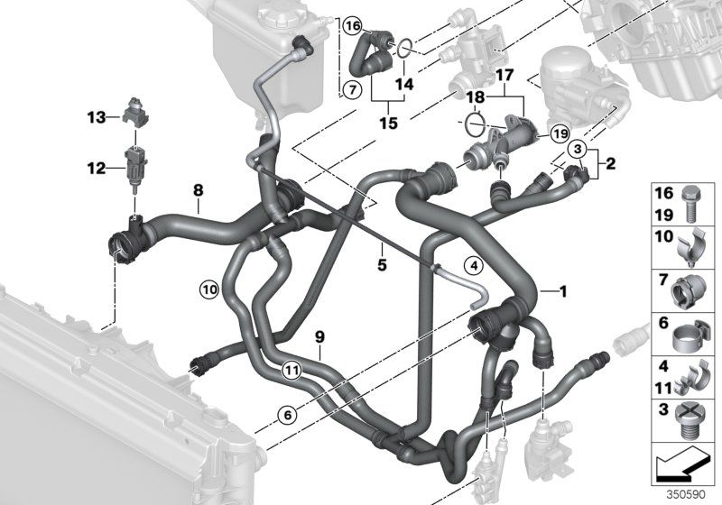 BMW E81 E87 E60 E90 vízcső 18i 20i - 11537572159