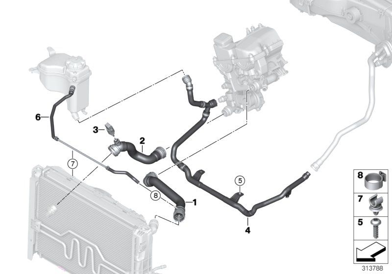 BMW E81 E87 vízcső 16i - 17127526391