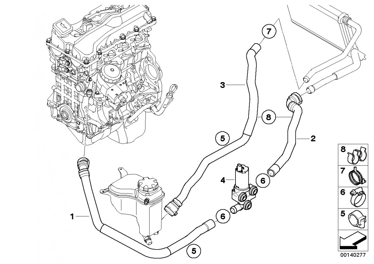 BMW E81 E87 E84 X1 E90 vízcső 16i 18i 20i - 64216928590