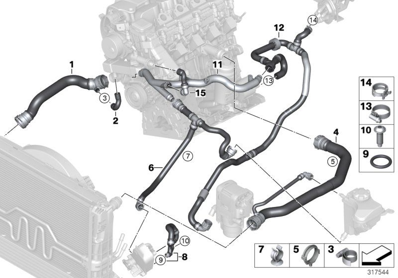 BMW E46 E60 X5 E53 E90 vízcső 25d 30d 35d - 17127789600