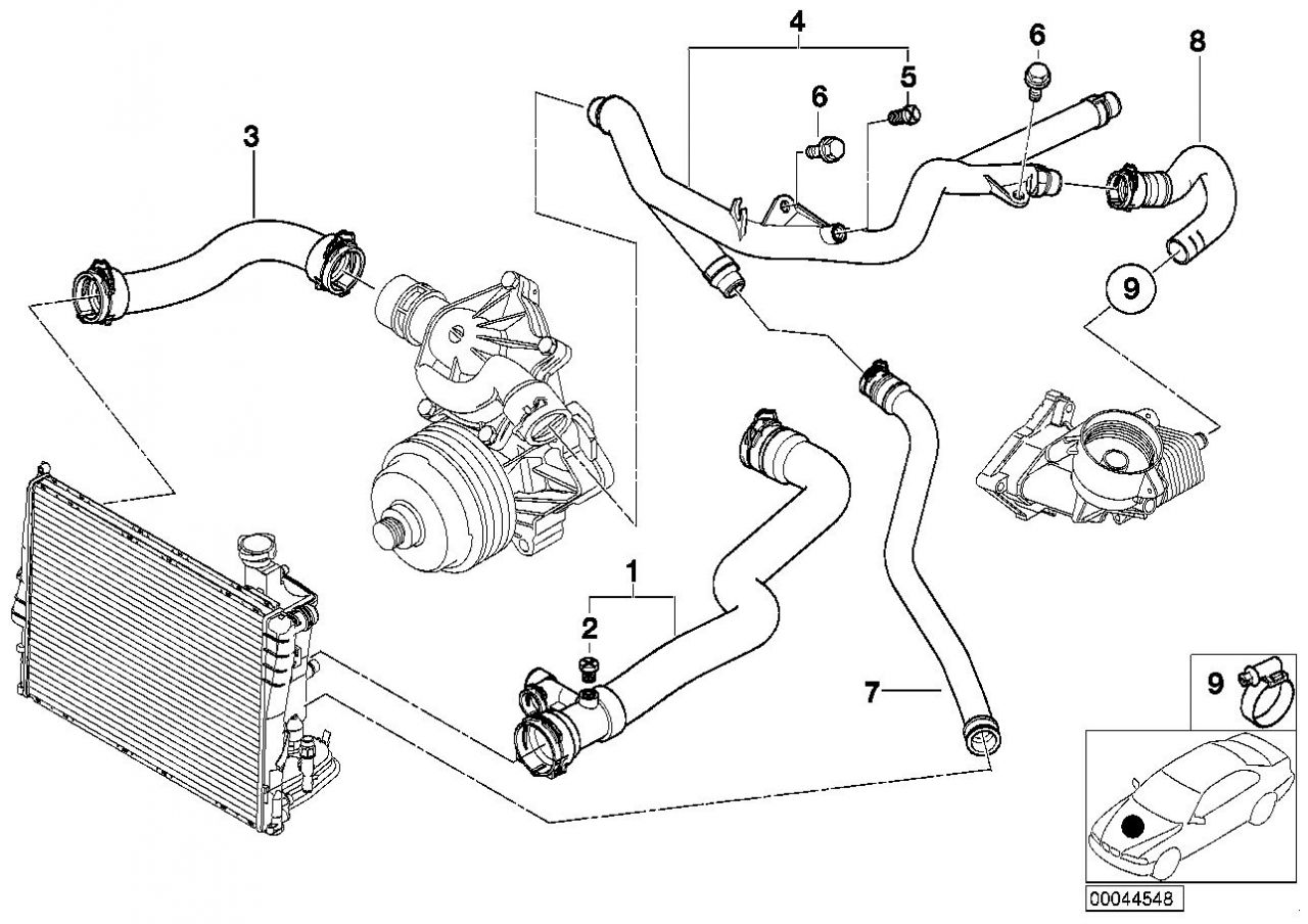 BMW E46 E39 E38 vízcső 25d 30d - 11352247879