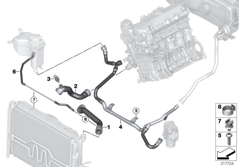 BMW E90 16i 20si vízcső - 17127531780