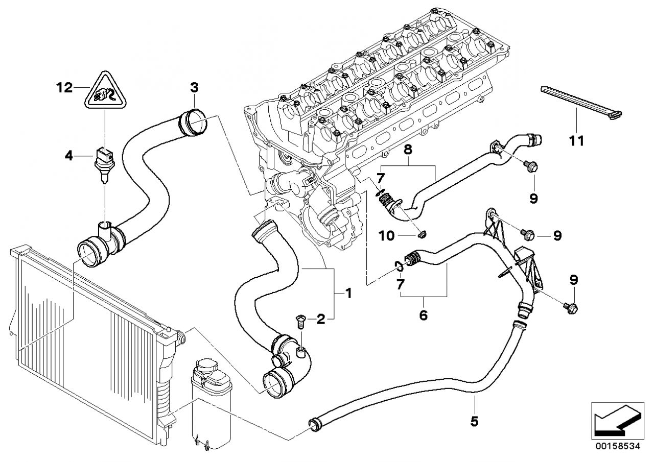 BMW E46 vízcső 320i 323i 325i 328i 330i - 11531436410