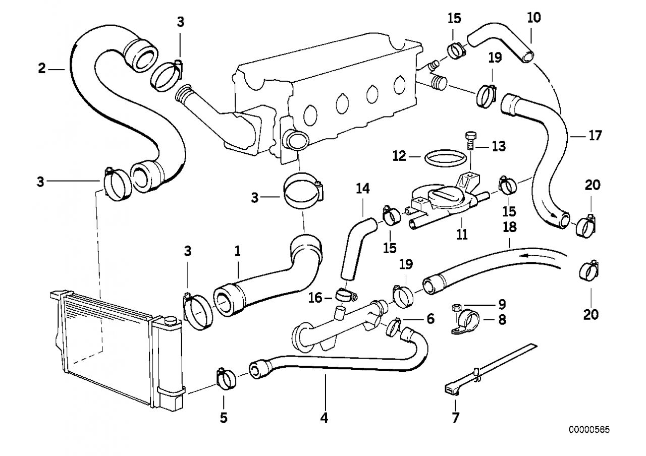 BMW E36 E34 vízcső 316i 318i 518i - 11531717590