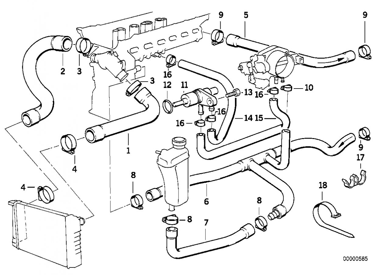 BMW E36 vízcső 320i 323i 328i - 64211394293