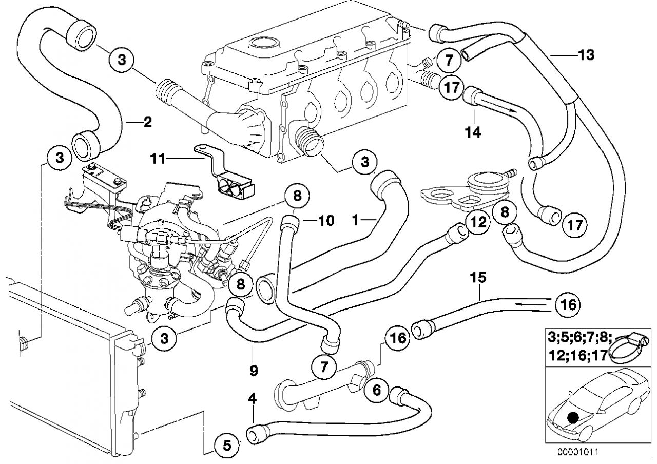 BMW E36 vízcső 316i - 64211394295