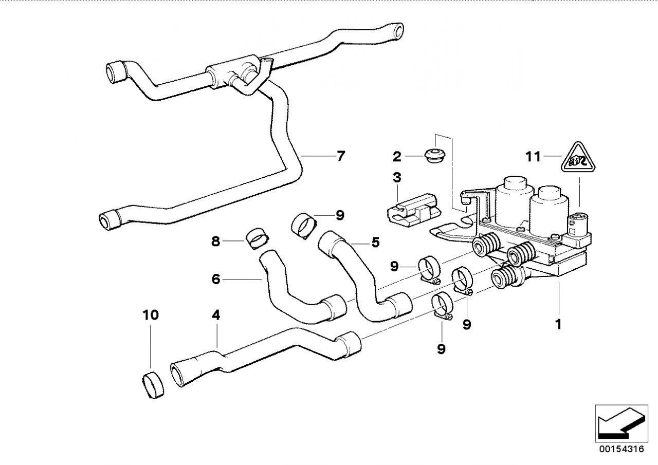 BMW E36 vízcső 320i 325i - 11531738055