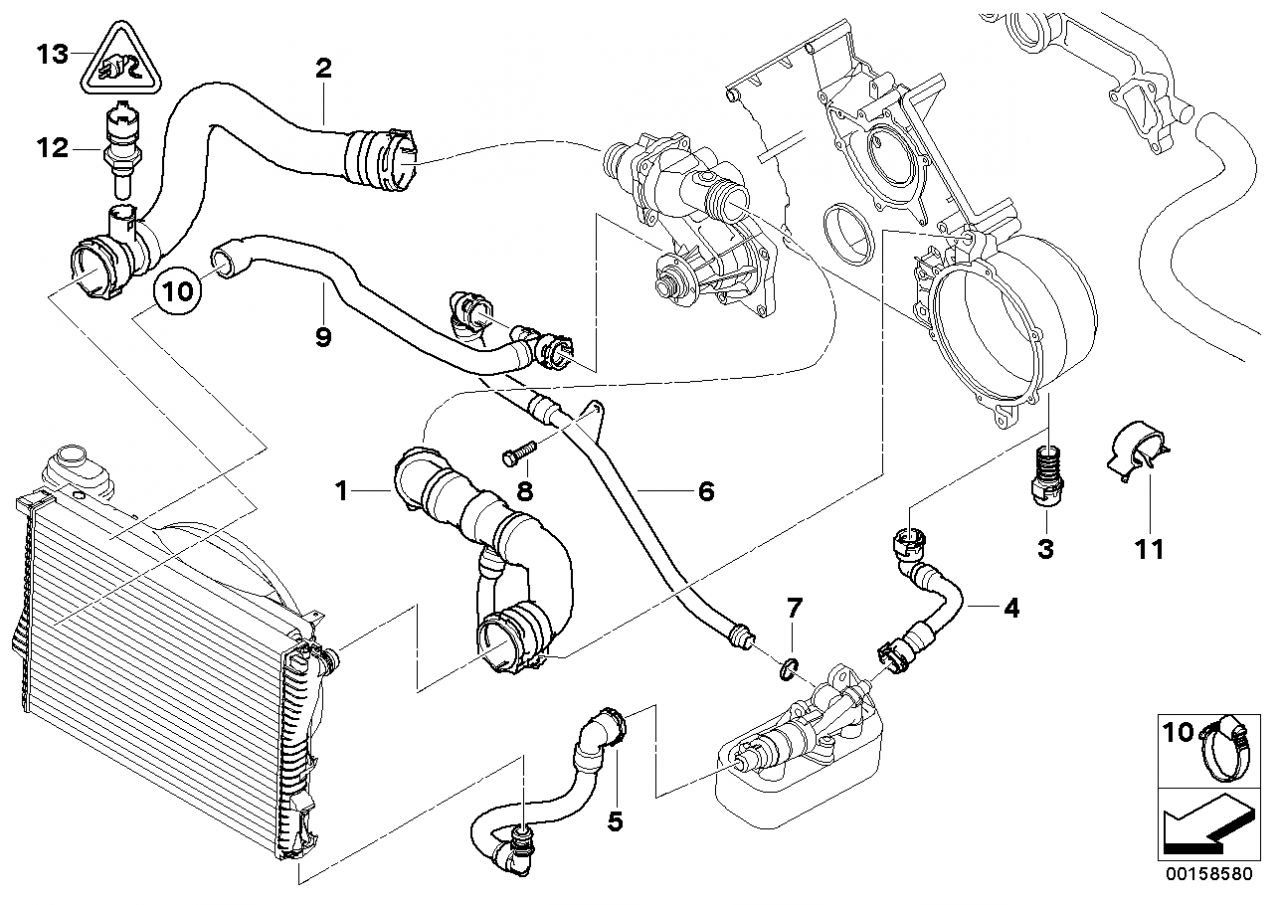 BMW E39 vízcső 7.35i-7.40i 5.35i-5.40i - 11531711381