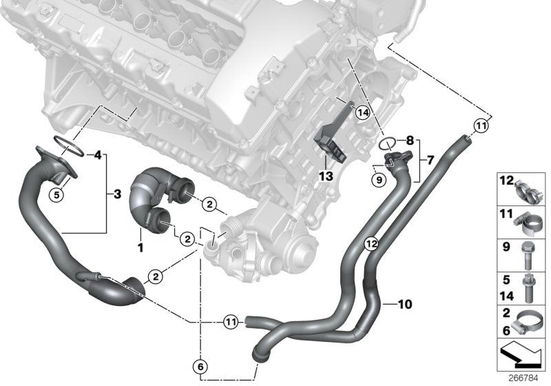 BMW E90 vízcső 1.35i 3.35i - 11537541992