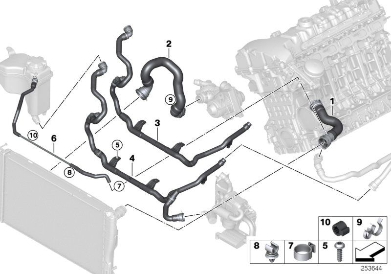 BMW E90 vízcső 1.35i 3.35i-3.35xi 3.35i 1.6i-1.8i-2.0i - 17127565094