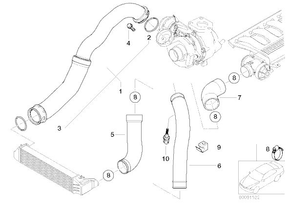 BMW E46 turbócső 11617799394 - 318d 320d